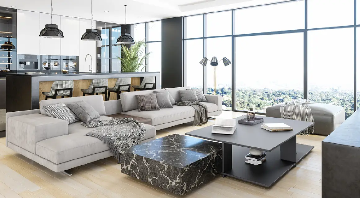 Contemporary open-plan living space
